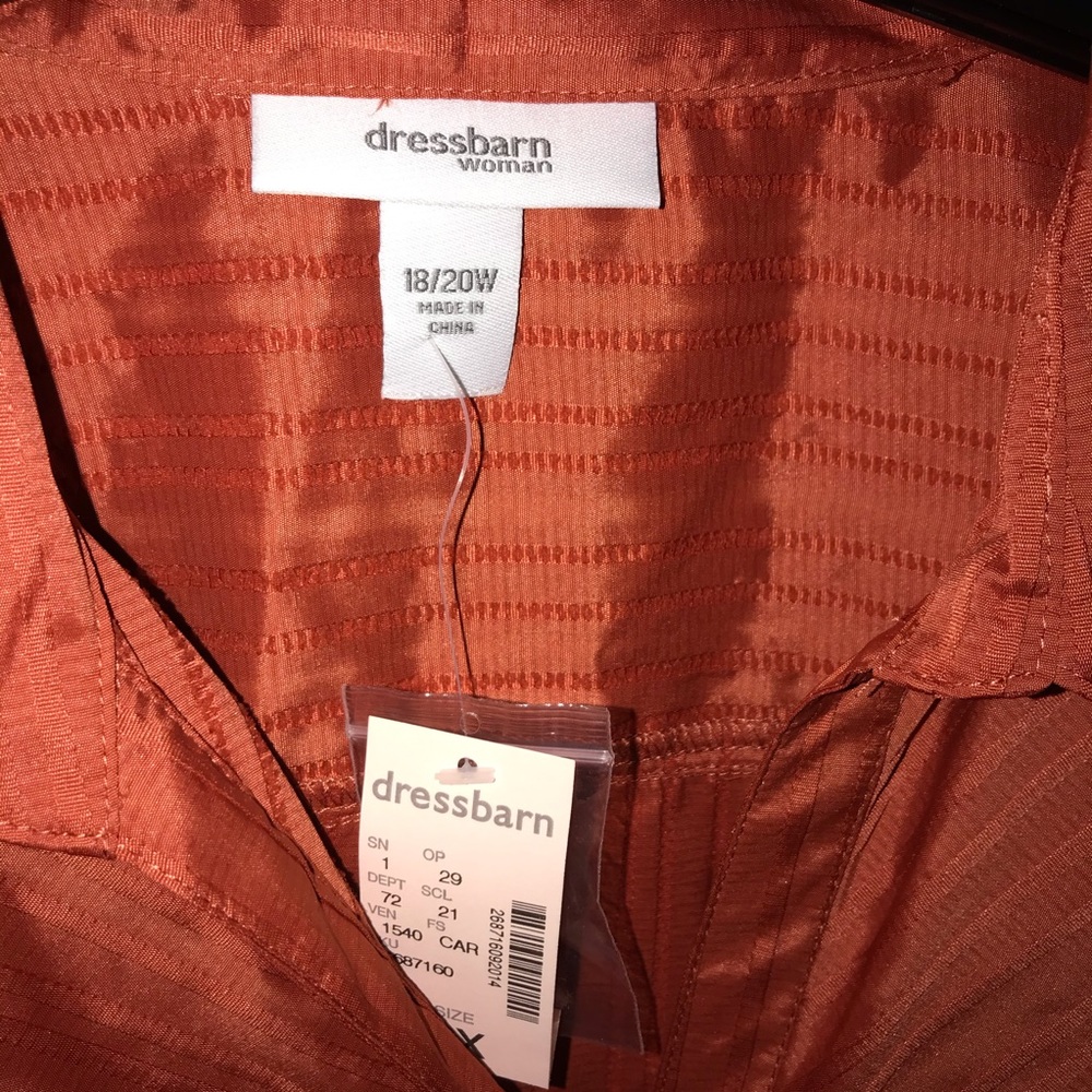 Rust Orange Button Up Textured Blouse 18/20 2X - Picture 2 of 4